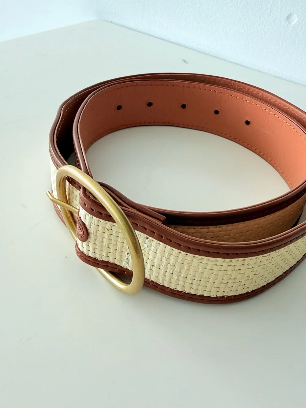 Zimmerman Raffia with Brown Leather Trim belt